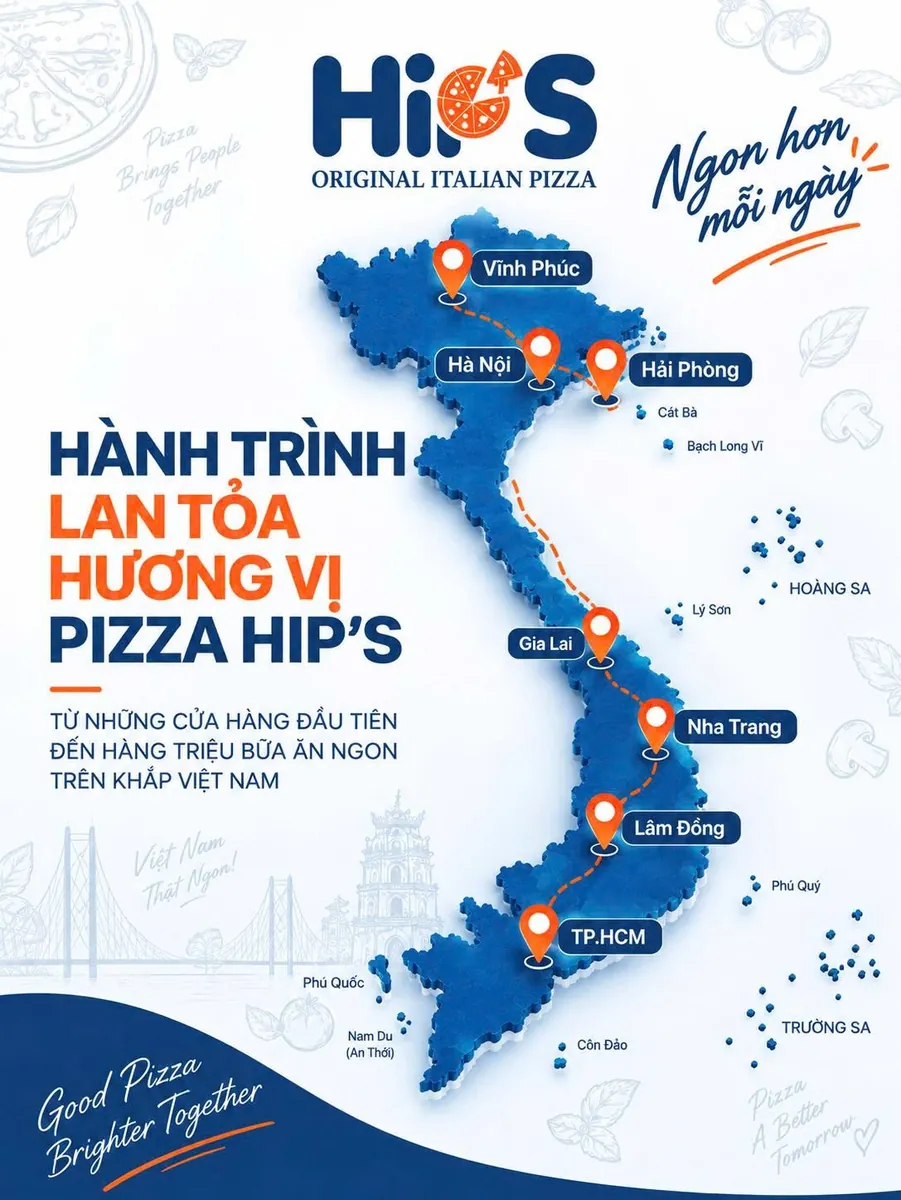 Bản đồ hệ thống cửa hàng Pizza Hip's tại Việt Nam