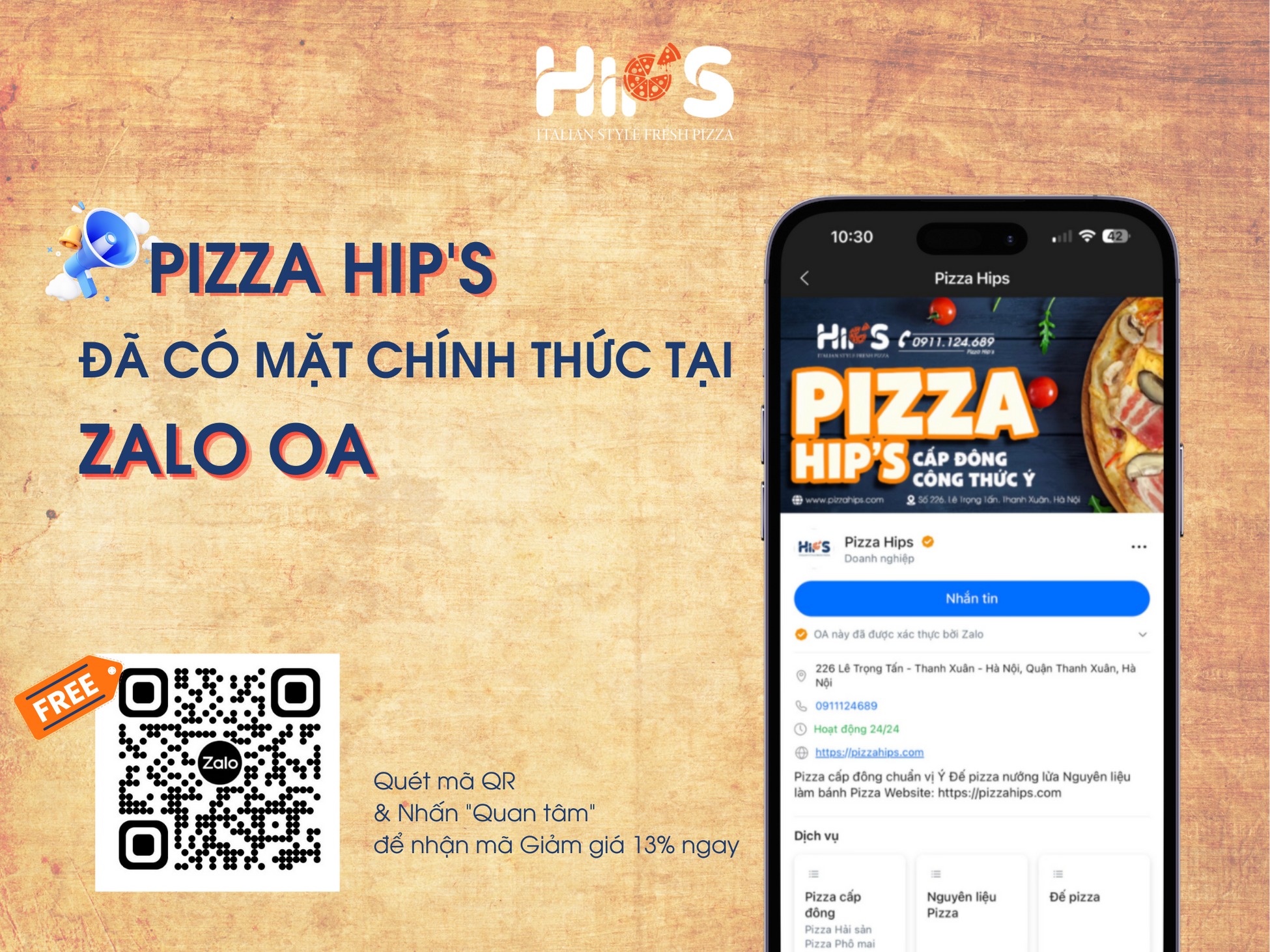 Pizza Hip's đã có mặt trên Zalo OA