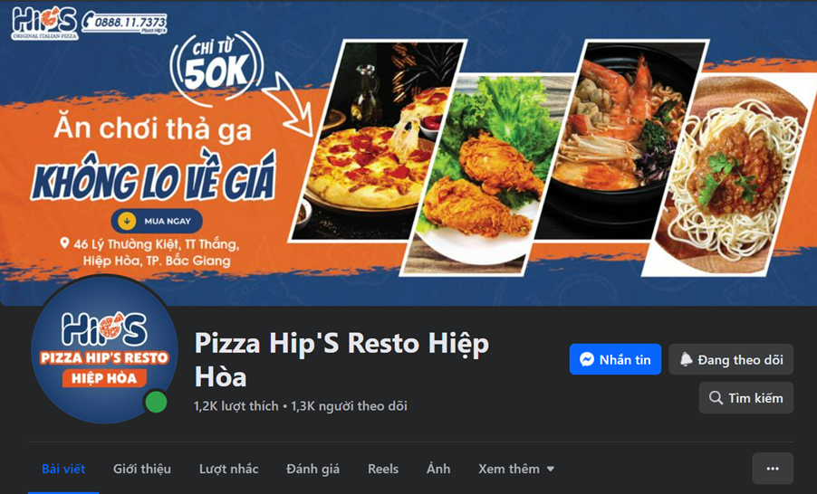 Cửa hàng pizza nhượng quyền Hip’S Resto Hiệp Hòa